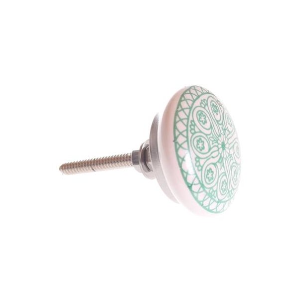 La Finesse Hvid knop Med Gr�nt M�nster