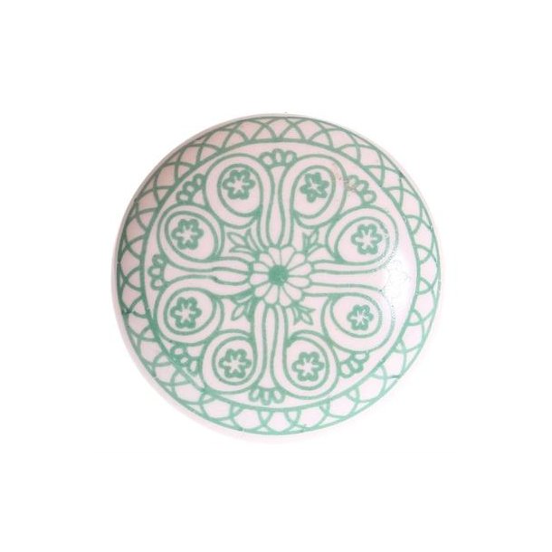 La Finesse Hvid knop Med Gr�nt M�nster