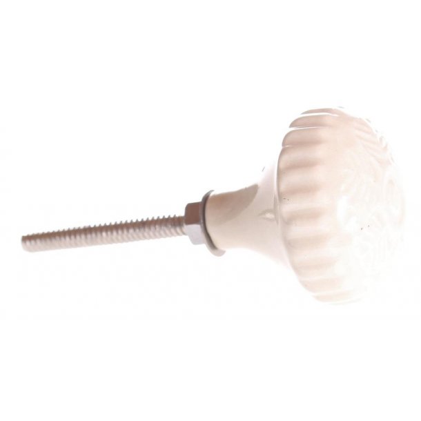 La Finesse Rund Keramik Blomst Knop, Hvid/Creme