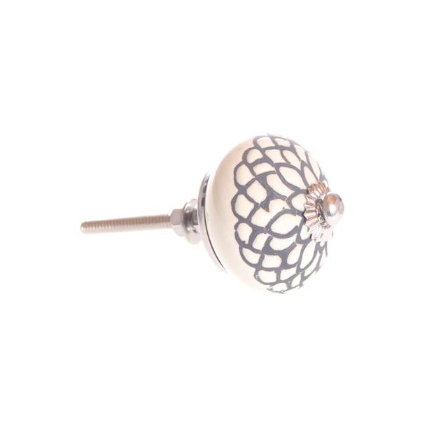 La Finesse Knop Porcel�n, Sort/hvid