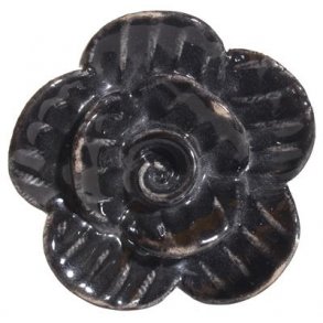 La Finesse Keramik Knop, Sort Blomst