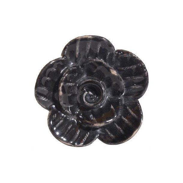 La Finesse Keramik Knop, Sort Blomst