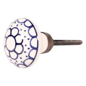 La Finesse Hvid Knop Med Blt Cirkel Mnster