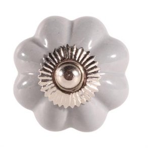 La Finesse Keramik Knop, Blomst gr/bl