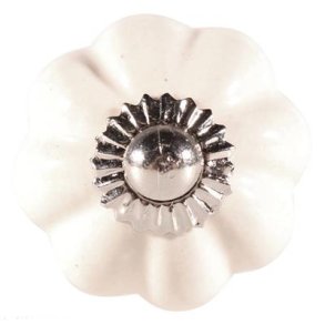 La Finesse Keramik Knop, R�hvid Blomst