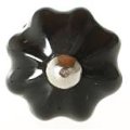 La Finesse Lille Keramik Knop, Sort Blomst