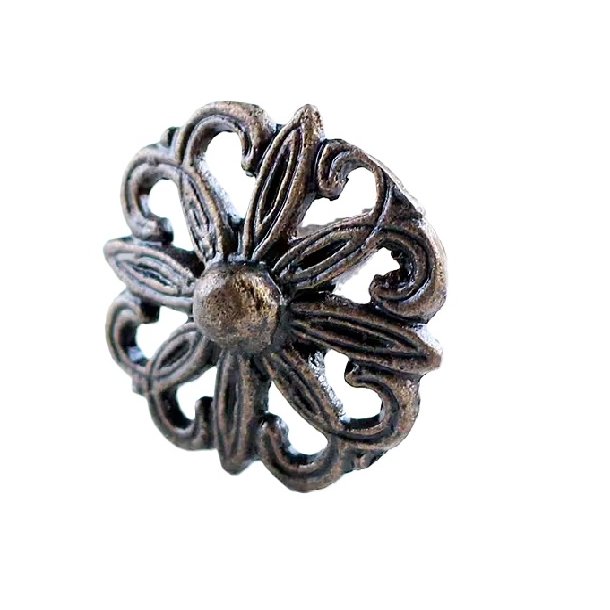 La Finesse Metal Knop, Brun Blomst