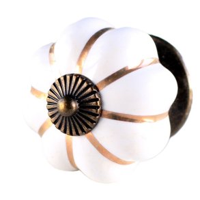 La Finesse Hvid Knop, Med Guldfarvede Striber