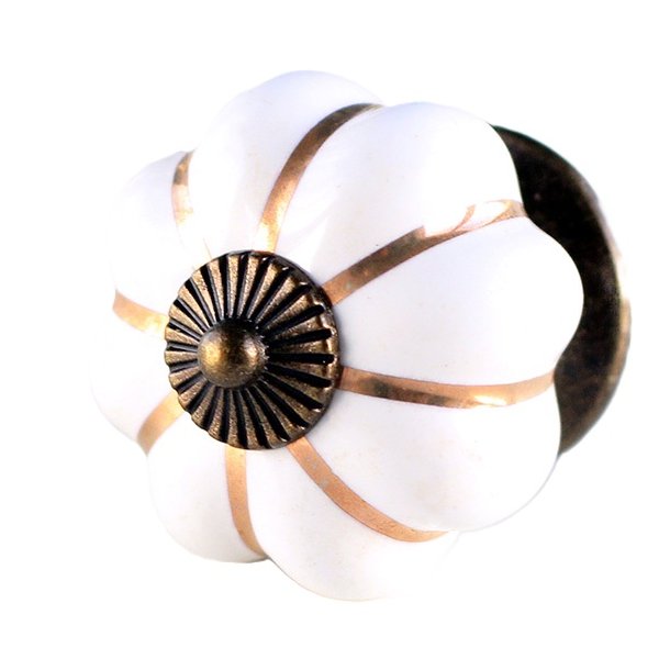 La Finesse Hvid Knop, Med Guldfarvede Striber