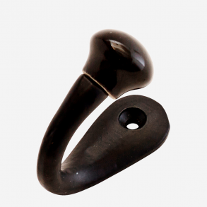 Madam Stoltz Jern knage med porcel�ns knop, sort 