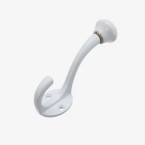 Madam Stoltz Dobbelt Hvid Jern Knage Med Hvid Porcelns Knop