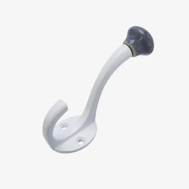 Madam Stoltz Dobbelt Hvid Jern Knage Med Gr Porcelns Knop